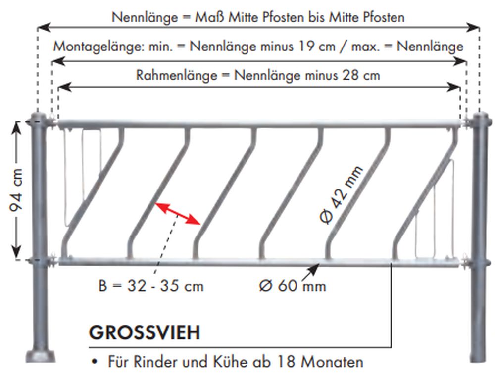 PATURA Schrägfressgitter Großvieh