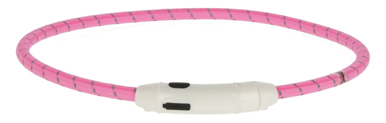 Kerbl Maxi Safe LED-Halsband aus pinkem Nylon, 65 cm lang. Rundes Leuchthalsband mit weißem Verschluss.