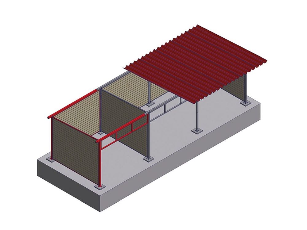 GROWI® Anbausatz für Weidehütte, Tiefe. 3,50 m