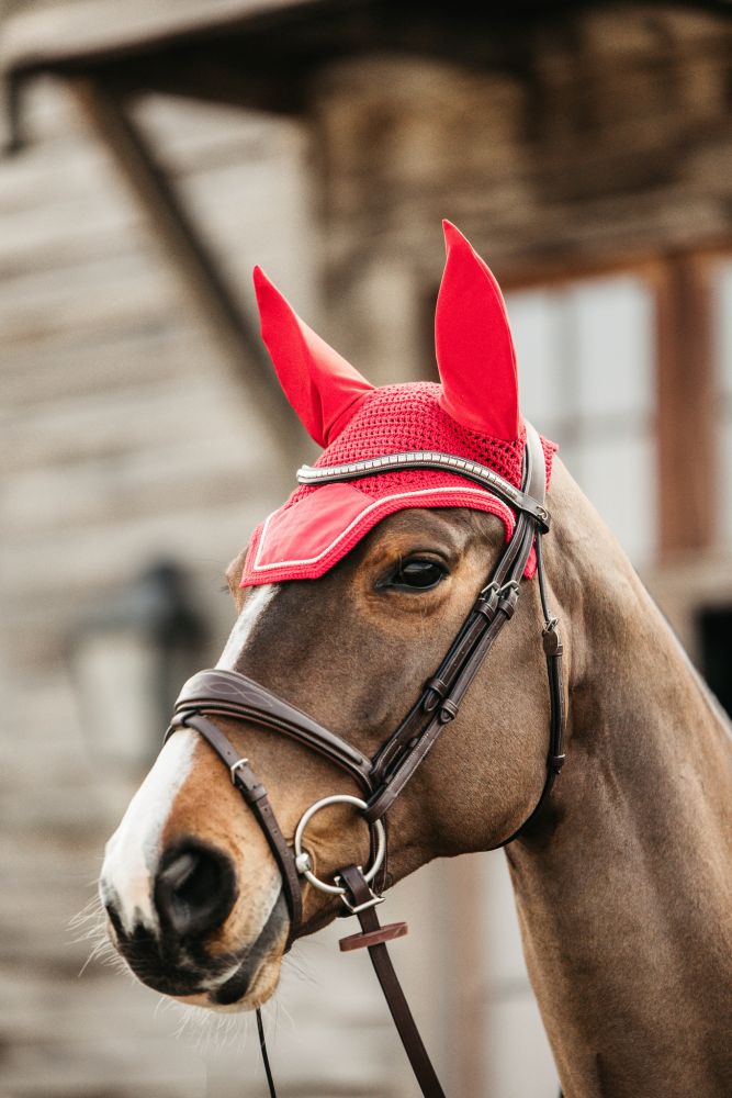 KENTUCKY® HORSEWEAR Fliegenhaube Wellington Velvet, rot