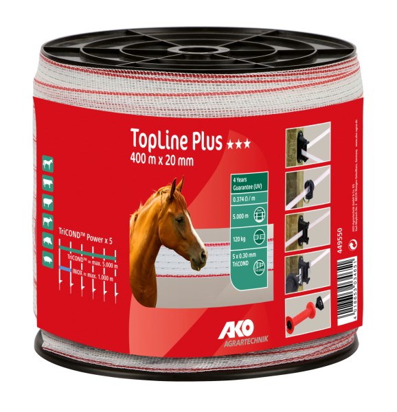 AKO TopLine Plus Weidezaunband weiß/rot, Breite: 20 mm