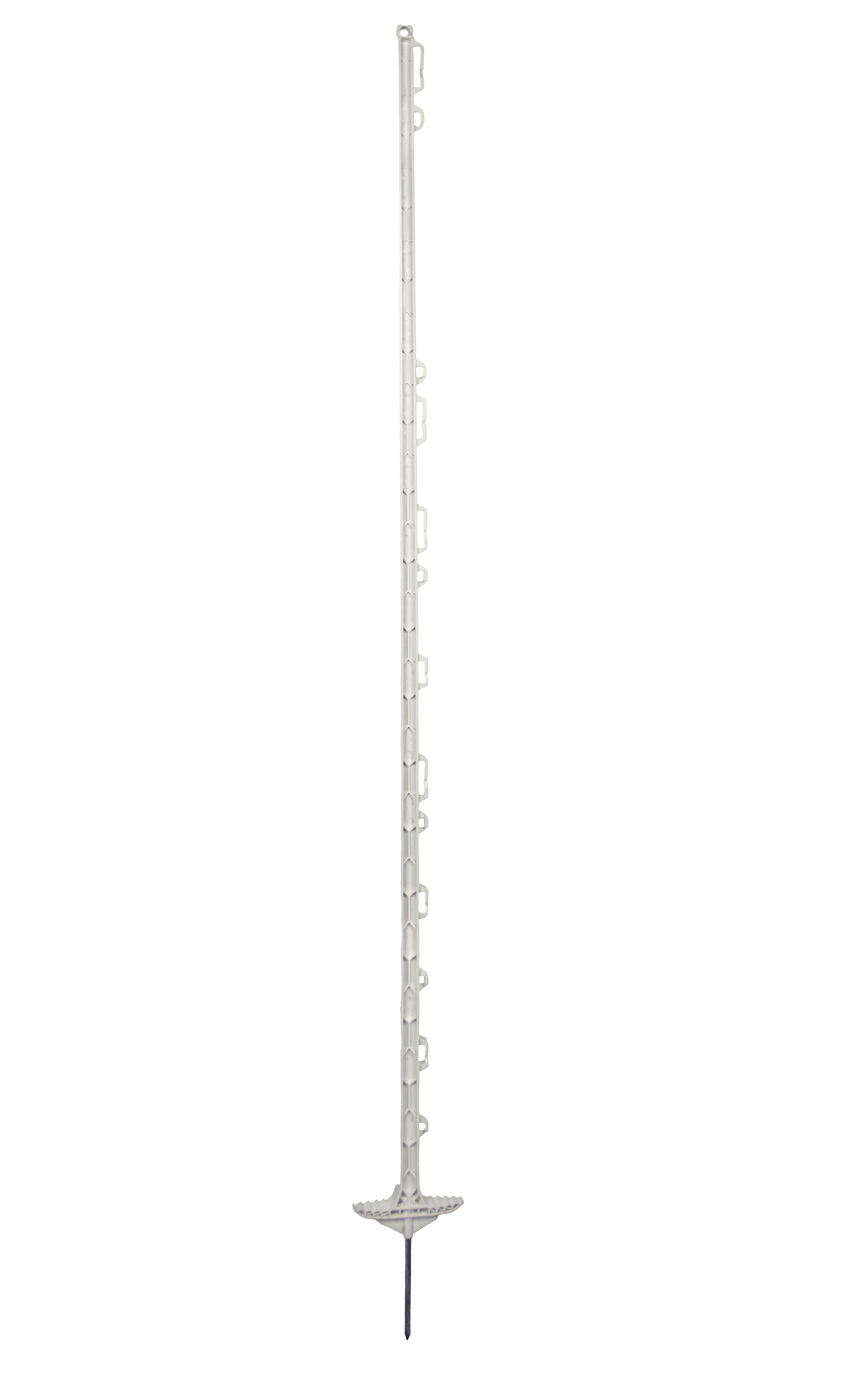 GBEL Kunststoffpfahl Torero in Weiß, 159 cm hoch, mit vielen Ösen, Trittstufe und langer Metallspitze