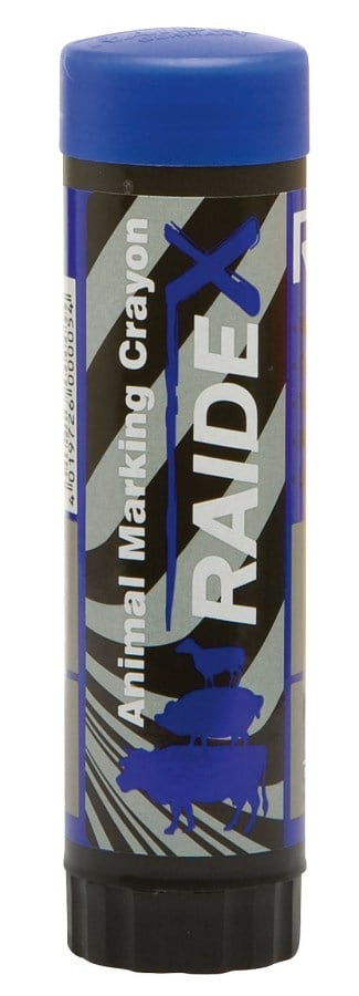 KERBL Viehzeichenstift RAIDEX in Blau zur Kennzeichnung von Vieh, in einer schwarzen Drehhülse mit blauer Kappe.