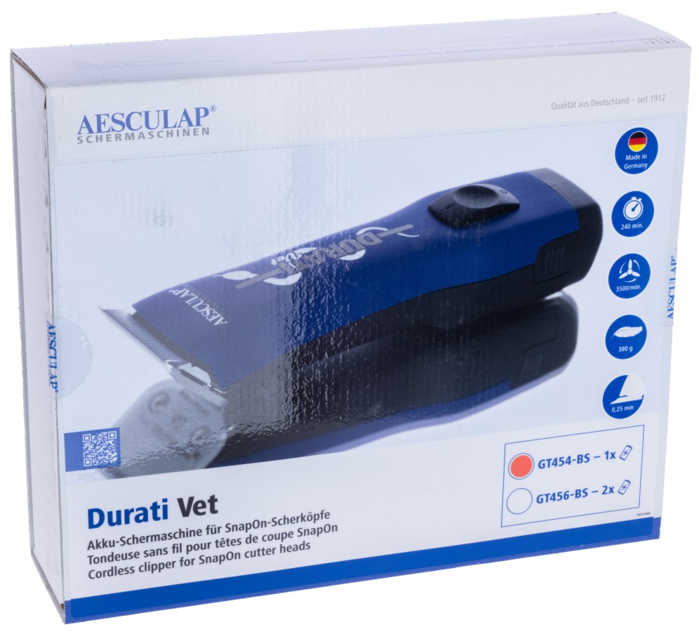 AESCULAP® Akkuschermaschine Durati VET mit Scherkopf GT310