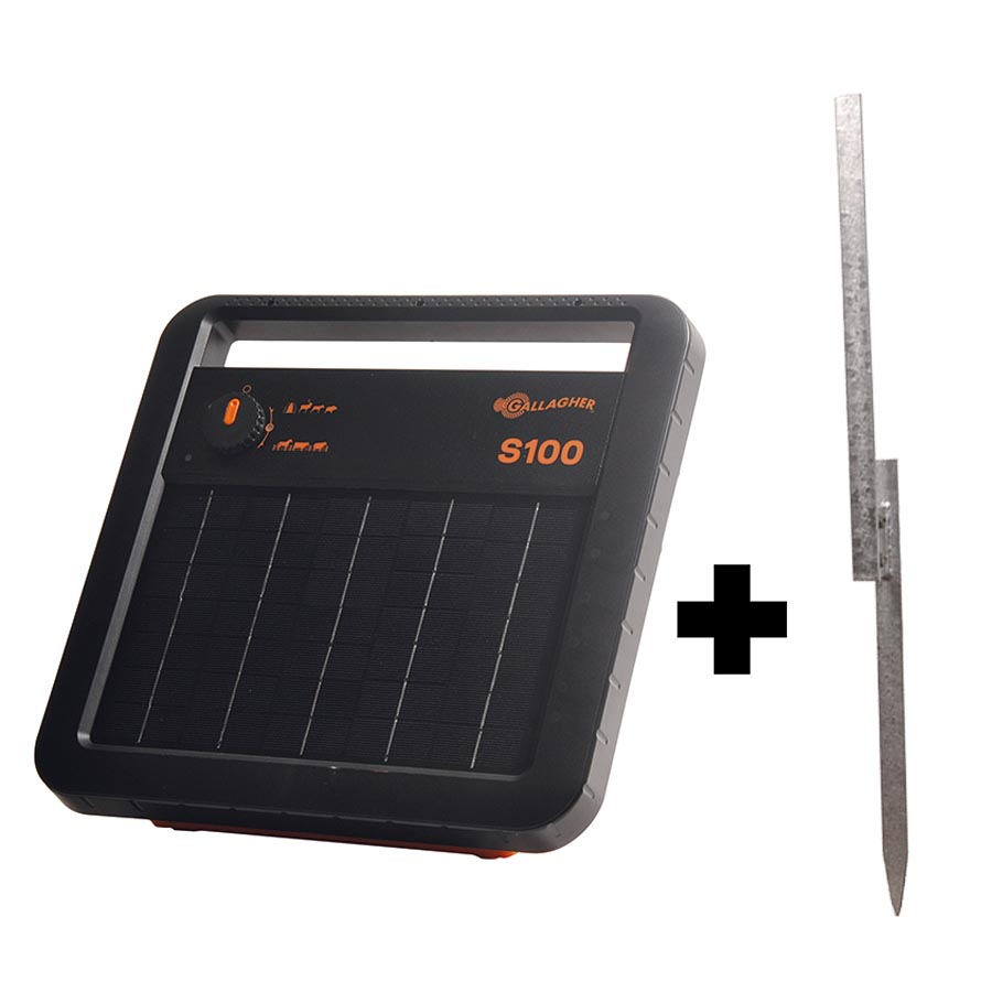 GALLAGHER S100 Solar-Weidezaungerät mit Akku und Ständer