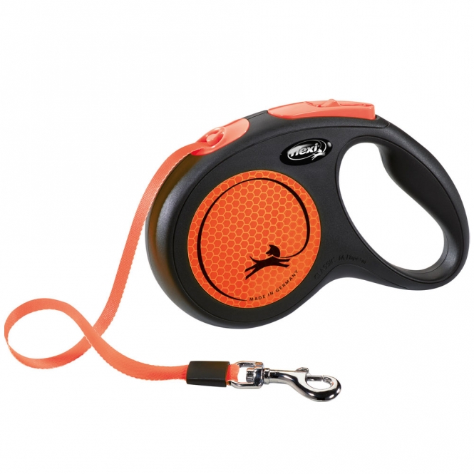 Flexi New Classic Neon Gurt-Roll-Leine Orange