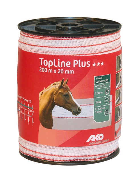 AKO TopLine Plus Weidezaunband weiß/rot, Breite: 20 mm