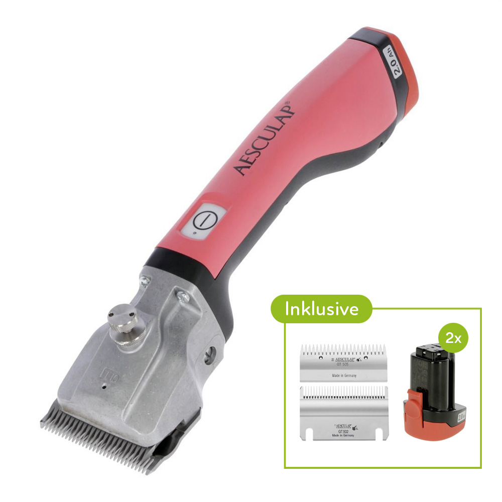 AESCULAP Bonum Akkuschermaschine für Pferde mit Messer-Set GT502, GT505, rosa