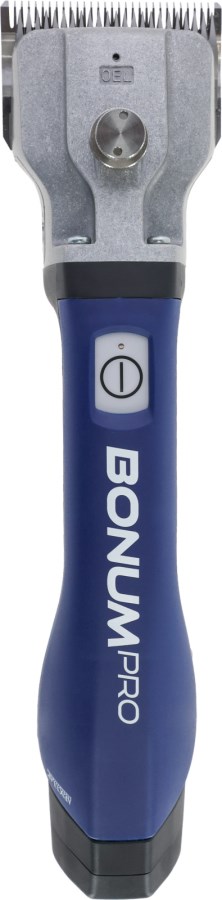 AESCULAP Akkuschermaschine Bonum Pro für die Pferde-Feinschur in Blau mit ergonomischem Griff und Metall-Scherkopf.