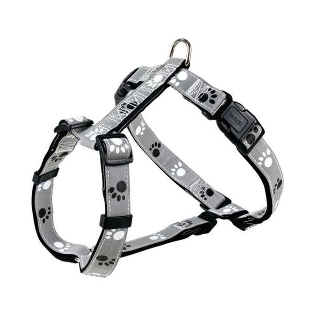 TRIXIE Geschirr Silver Reflect mit Pfotenmotiv