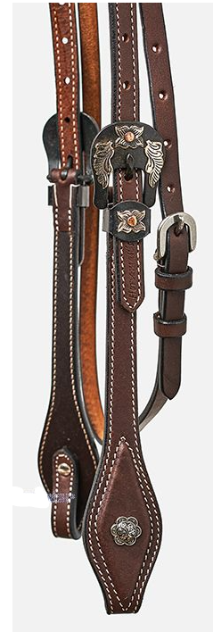 WESTERN IMPORTS® HORSEMAN´S TACK w./ FLOWER BUCKLE, DARK OILED