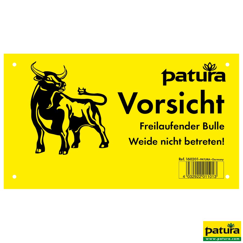 PATURA Warnschild ,Vorsicht freilaufender Bulle