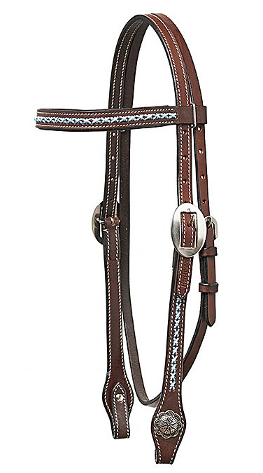 WESTERN IMPORTS® HORSEMAN´S TACK HEADSTALL w./ TURQUOIS STITCHING