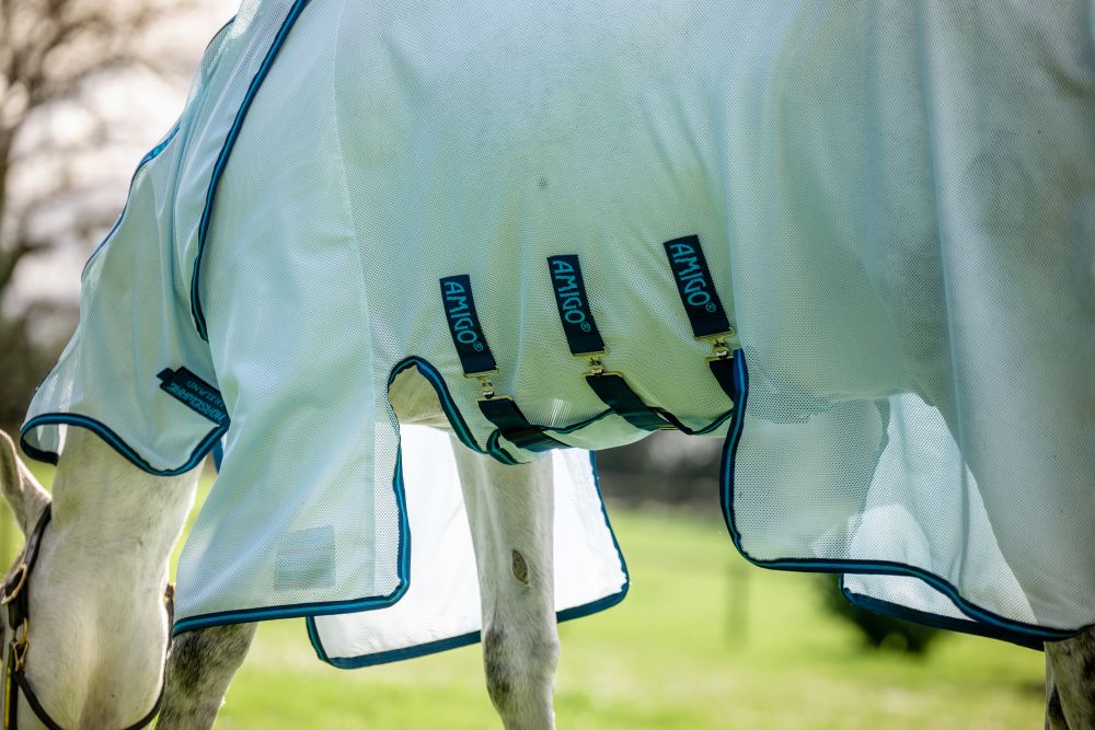 HORSEWARE® Fliegendecke Amigo® Bug Buster Plus, azure blue/navy & electric blue