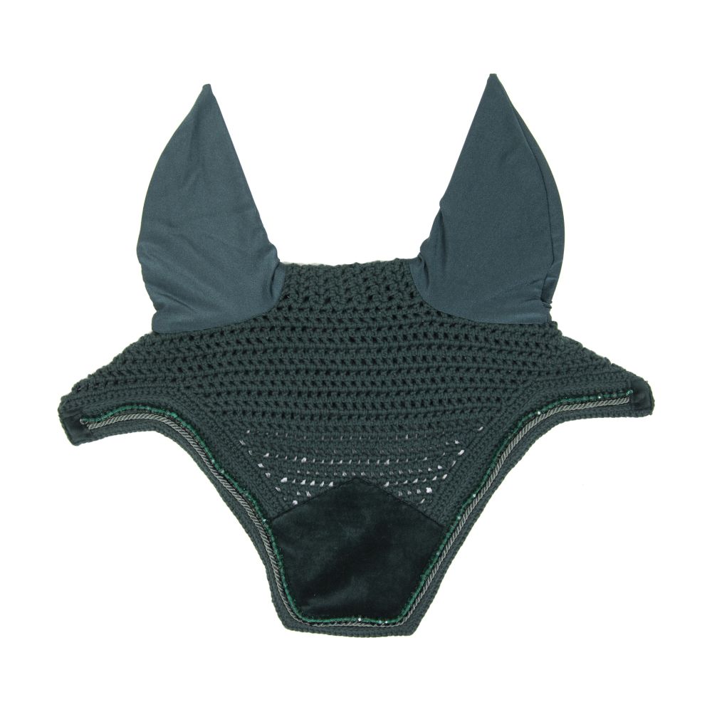KENTUCKY® HORSEWEAR Fliegenhaube Wellington Velvet Pearls, pinien-grün