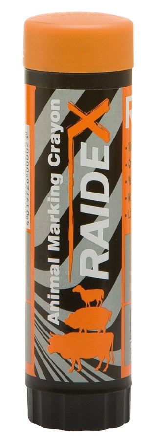 Kerbl Viehzeichenstift RAIDEX in Orange in einer schwarzen Hülse mit oranger Kappe zur Markierung von Tieren.