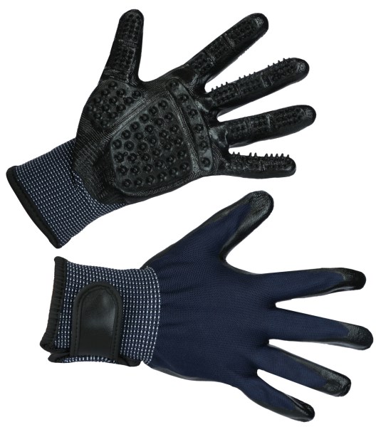 KERBL Putz-und Massagehandschuh schwarz/blau