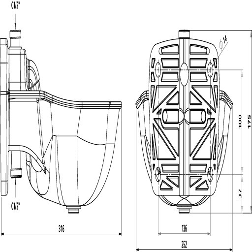 KERBL Tränkebecken K75 - 3/4" mit Rohrventil