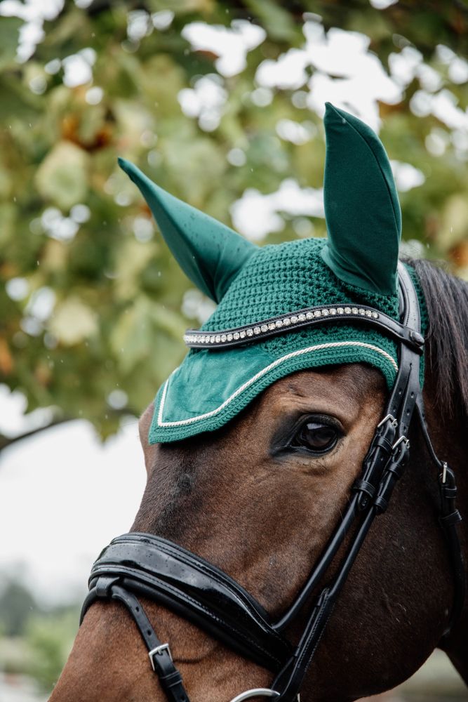 KENTUCKY® HORSEWEAR Fliegenhaube Wellington Velvet, dunkelgrün