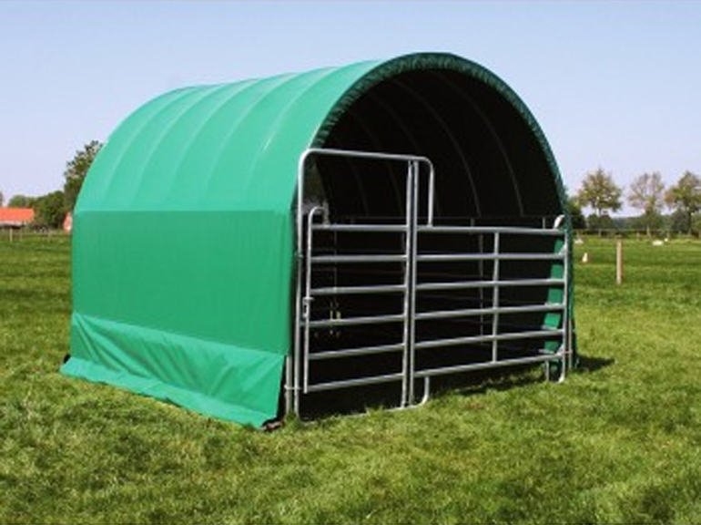 GROWI® Rundbogen-Weidezelt 3,60 x 3,60 x 3,25 m mit Tor