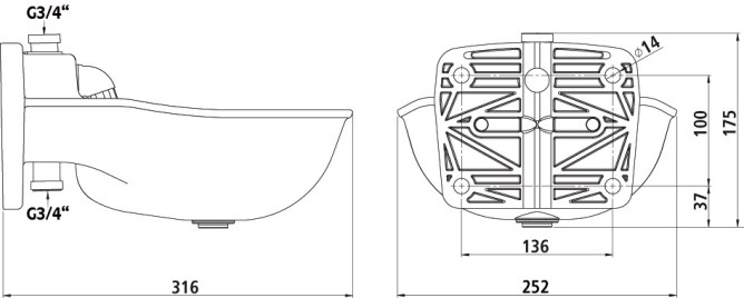 KERBL Tränkebecken K75 - 3/4" mit Rohrventil