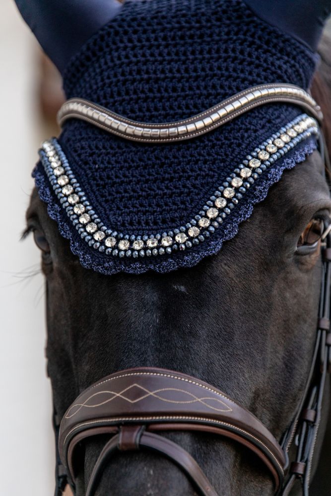 KENTUCKY® HORSEWEAR Fliegenhaube Wellington Big Stone & Pearls, marine