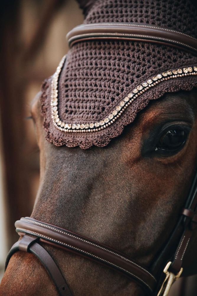 KENTUCKY® HORSEWEAR Fliegenhaube Wellington Stone & Pearl, braun