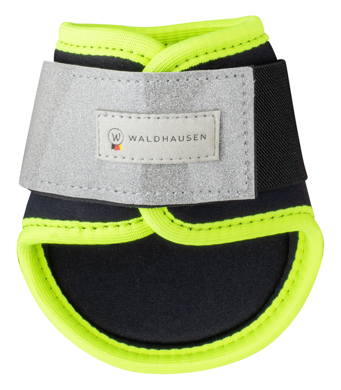 WALDHAUSEN REFLEX Streichkappe, neongelb  Schwarze WALDHAUSEN REFLEX Streichkappe mit neongelben Rändern und einem breiten Reflektorstreifen.