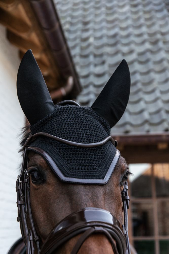 KENTUCKY® HORSEWEAR Fliegenhaube Wellington Leder Soundless, schwarz
