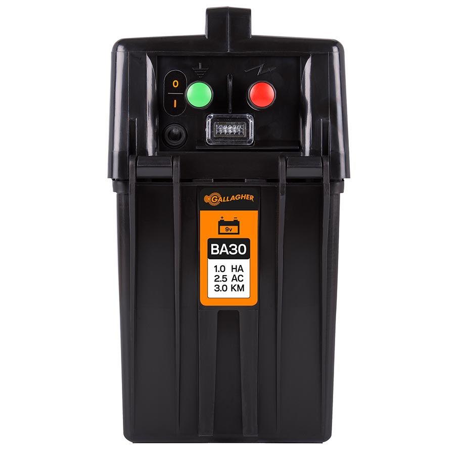 GALLAGHER BA30 9 V Batterie-Weidezaungerät (9 V/12 V) mit gratis 55 Ah Batterie