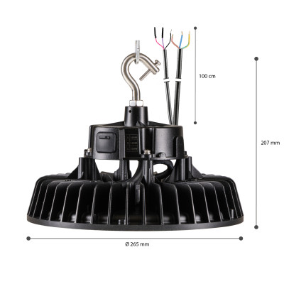 SHADA Hallenstrahler High Bay - 200W 30000lm 3000K/4000K/5000K - Lumileds LED - Sosen Driver - schwarz - Ammoniakbeständig