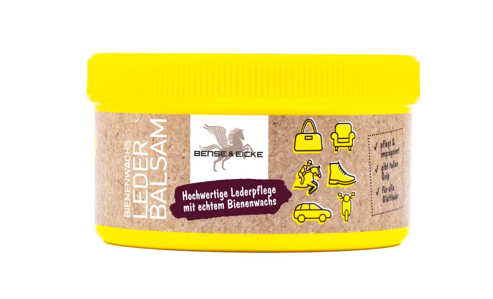 Bense & Eicke Bienenwachs Leder Balsam in der gelben Dose zur Pflege und Imprägnierung von Glattleder.