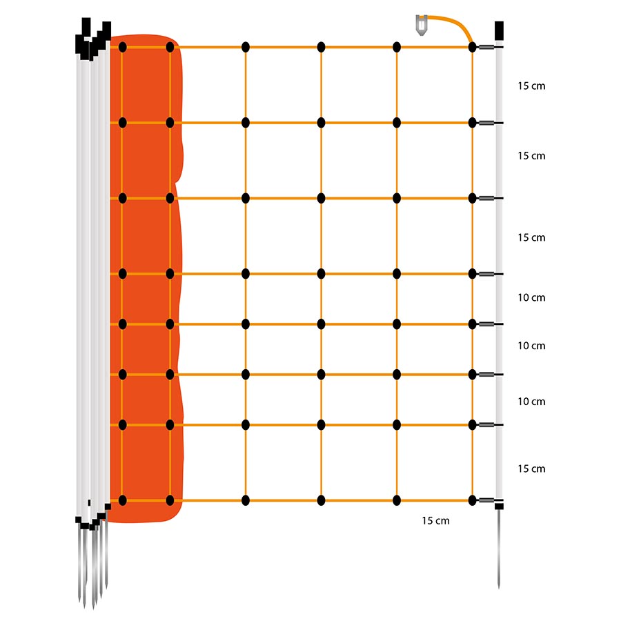 GALLAGHER Schafsnetz, 90 cm, 50 m, weiße Pfähle