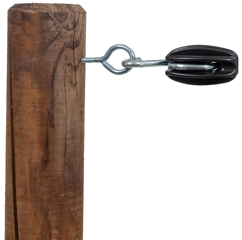 PULSARA Zugisolator, schwarz mit Haken- und Öse 