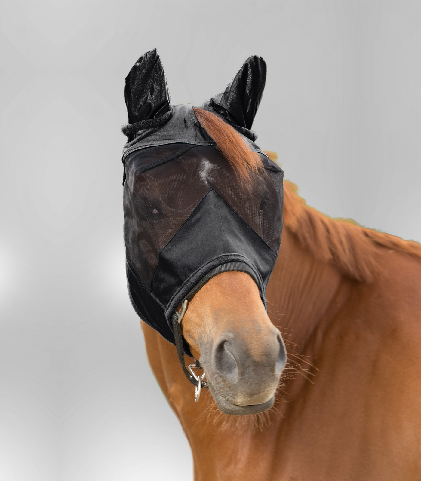 WALDHAUSEN PREMIUM Fliegenmaske mit Ohrenschutz, schwarz