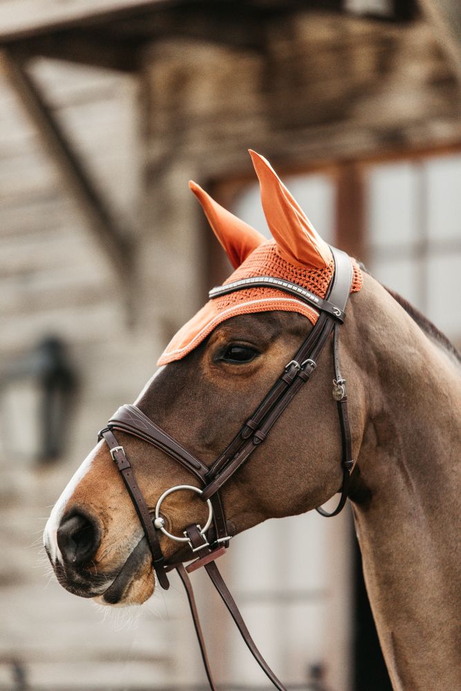 KENTUCKY® HORSEWEAR Fliegenhaube Wellington Velvet, orange