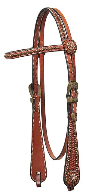 WESTERN IMPORTS® HORSEMAN´S TACK VAQUERO HEADSTALL w./ COPPER DOTS