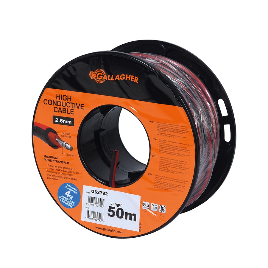 GALLAGHER Erd- und Zuleitungskabel XL, 2,5 mm (50 m) rot 