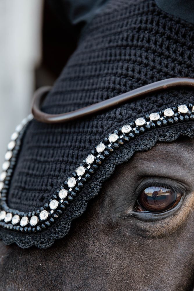 KENTUCKY® HORSEWEAR Fliegenhaube Wellington Big Stone & Pearls Soundless, schwarz
