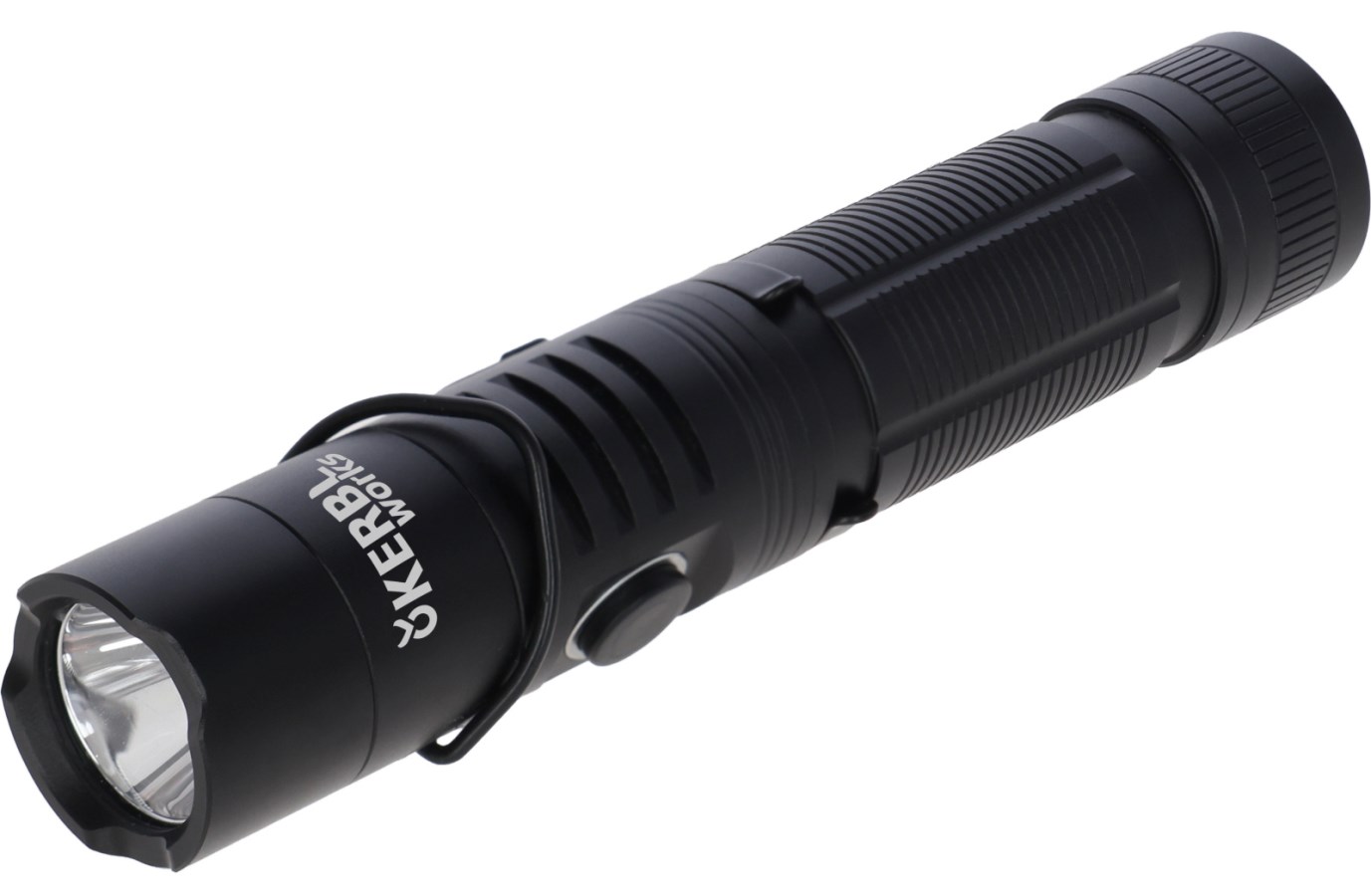 KERBL LED-Taschenlampe FlexFire 1000 in Schwarz aus Metall mit geriffeltem Griff und Befestigungsclip