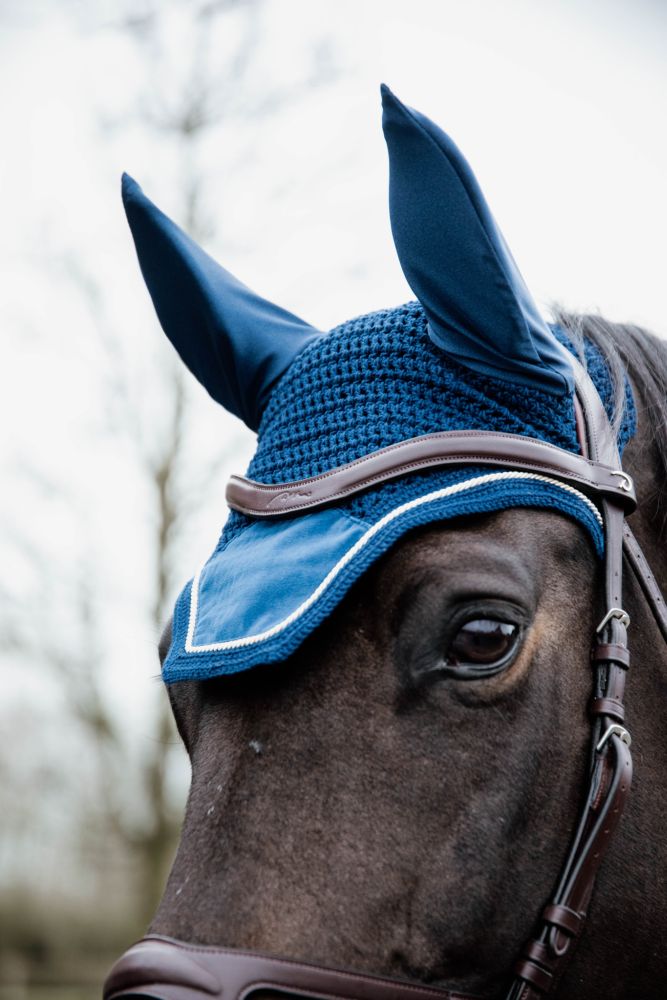 KENTUCKY® HORSEWEAR Fliegenhaube Wellington Basic Velvet, marine