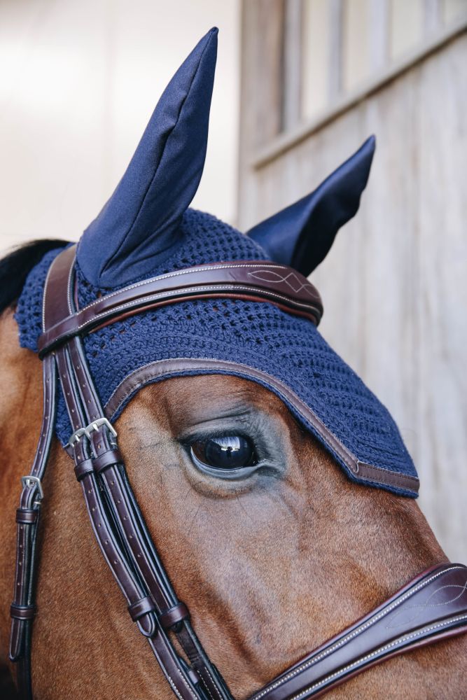 KENTUCKY® HORSEWEAR Fliegenhaube Wellington Leder, marine