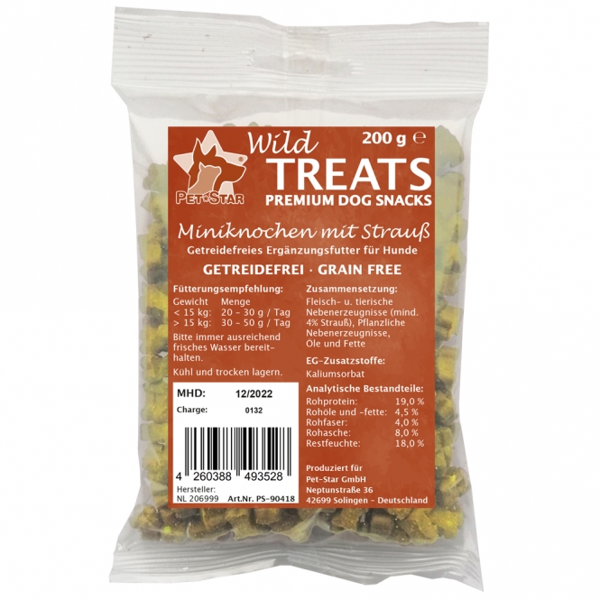 Wild Treats Mini-Knochen getreidefrei Strauss - 200g