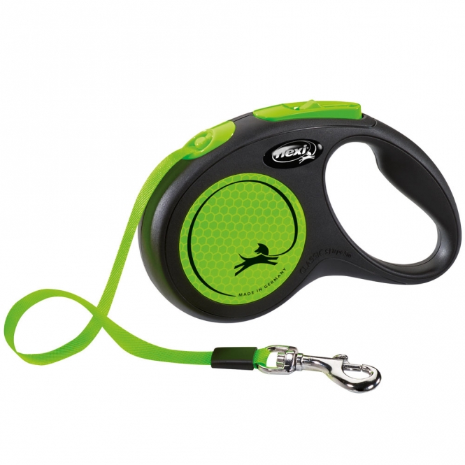 Flexi New Classic Neon Gurt-Roll-Leine Grün