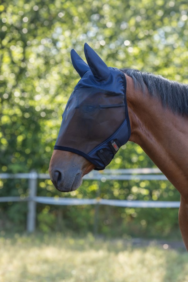 KERBL Fliegenmaske mit Ohrenschutz SuperFly, navy