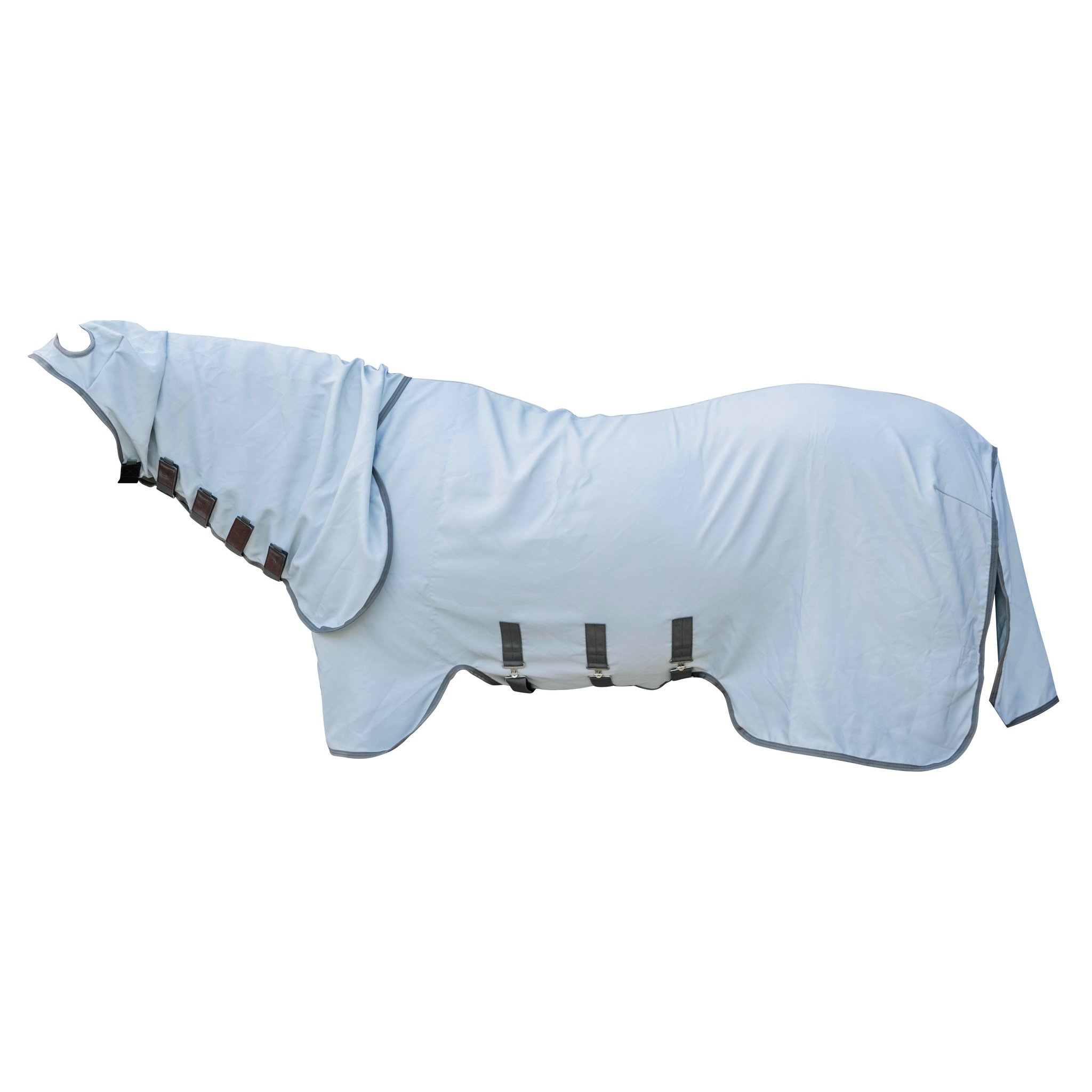 KENTUCKY® HORSEWEAR Ekzemdecke, grau Hellgraue Ekzemdecke für Pferde in der Seitenansicht, mit langem Halsteil, Bauchlatz und verstellbaren Verschlüssen.