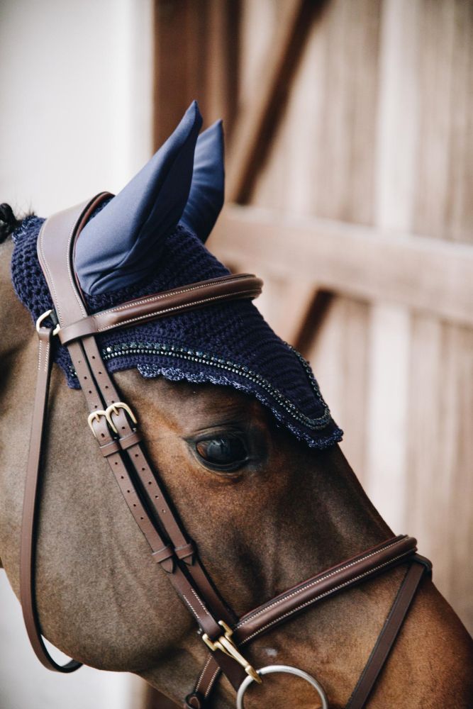 KENTUCKY® HORSEWEAR Fliegenhaube Wellington Stone & Pearl Soundless, marine