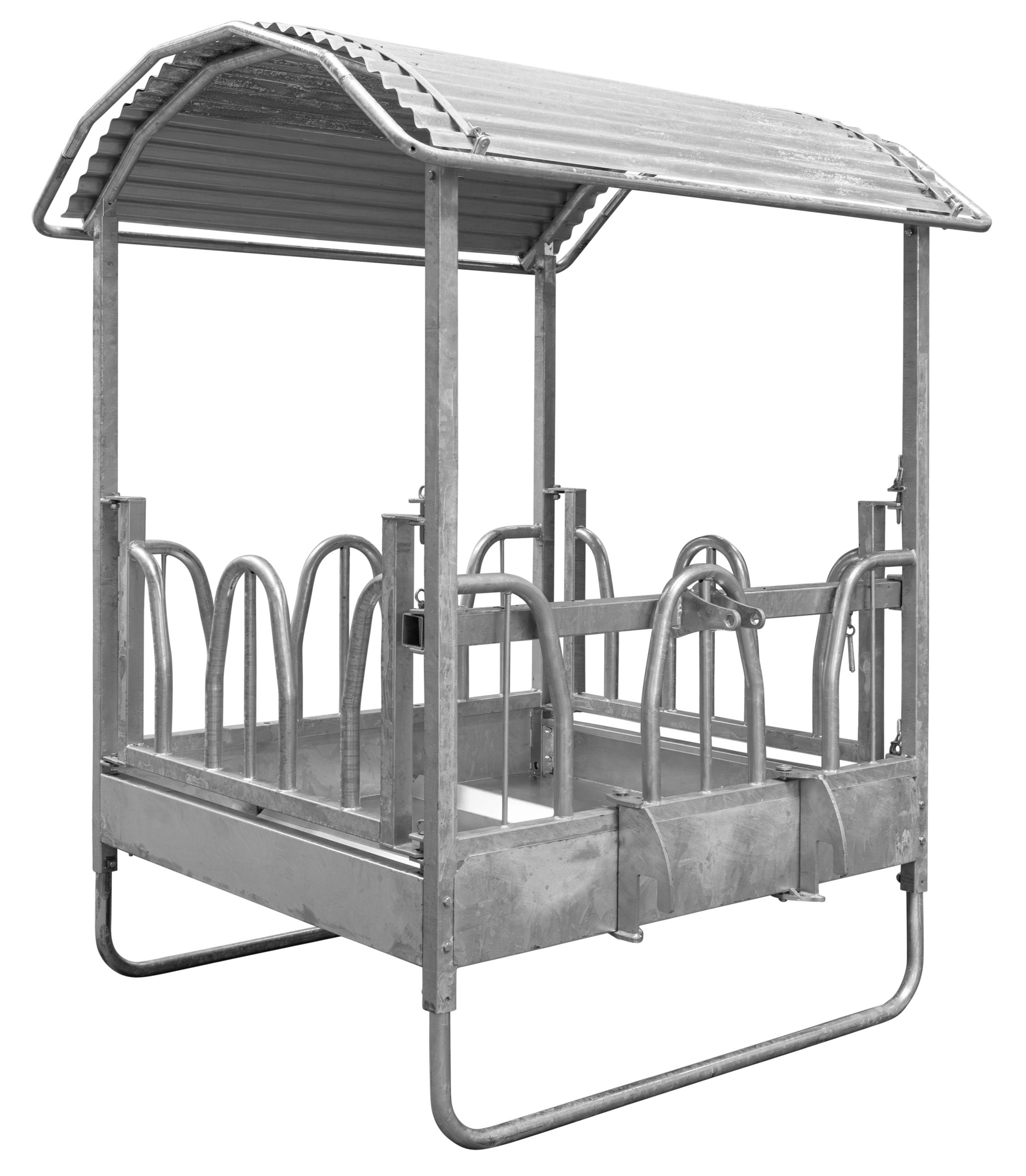 KERBL Viereckraufe Hobby mit Dach und Palisadenfressgitter