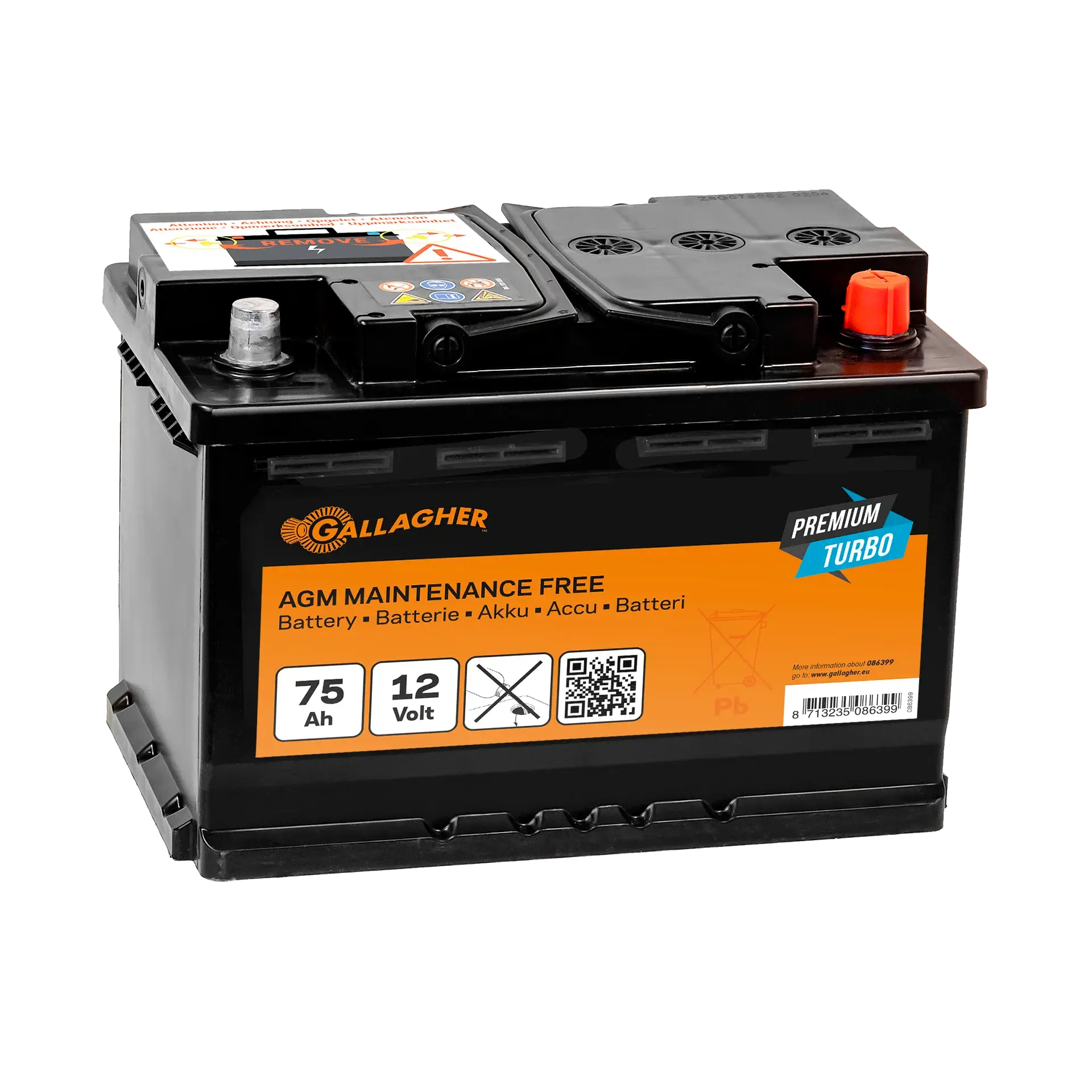 GALLAGHER Weidezaunakku 12 V/75 Ah Premium Turbo AGM - 278 x 175 x 190
