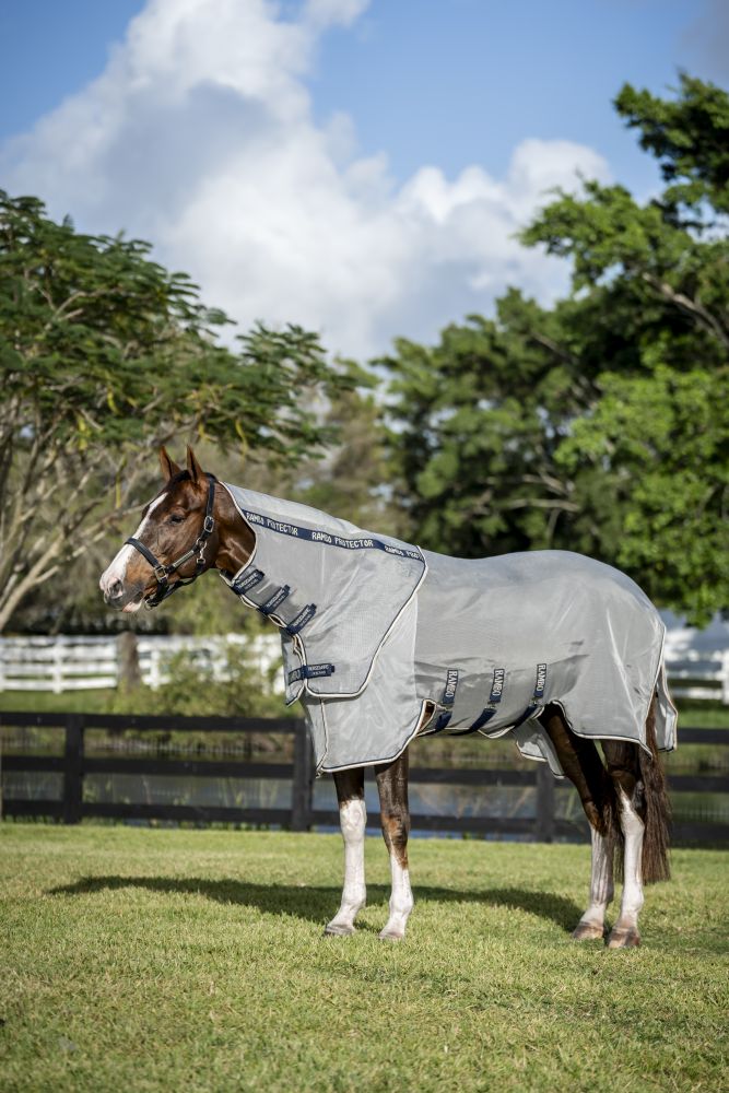 HORSEWARE® Fliegendecke Rambo® Protector mit Disk Front, navy/thunderstorm